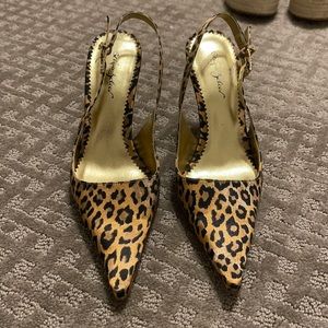 Sergio Zelcer leopard print satin heel